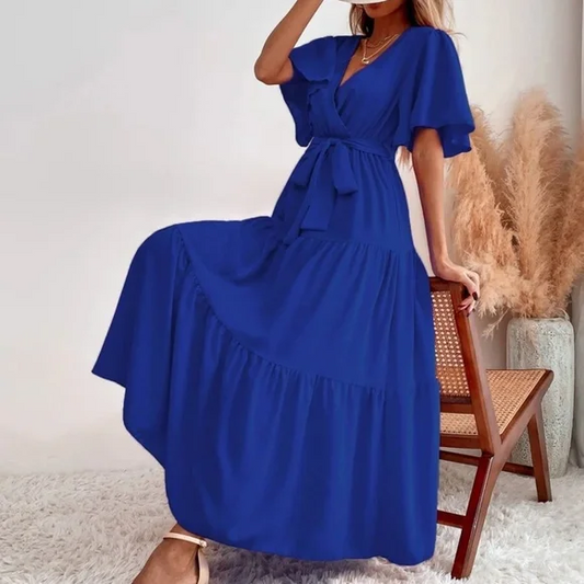 Sukienka boho z rękawami motylkowymi i sukienka maxi z falbanami