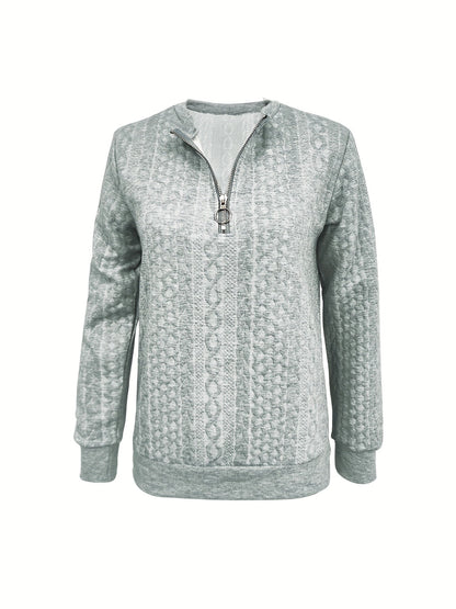 Kiera - Damska teksturowana bluza rozpinana do połowy (jesień)