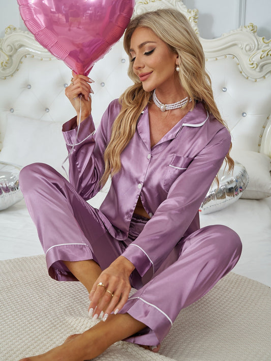 Heidi Fashion - Satynowy zestaw piżamowy dla kobiet