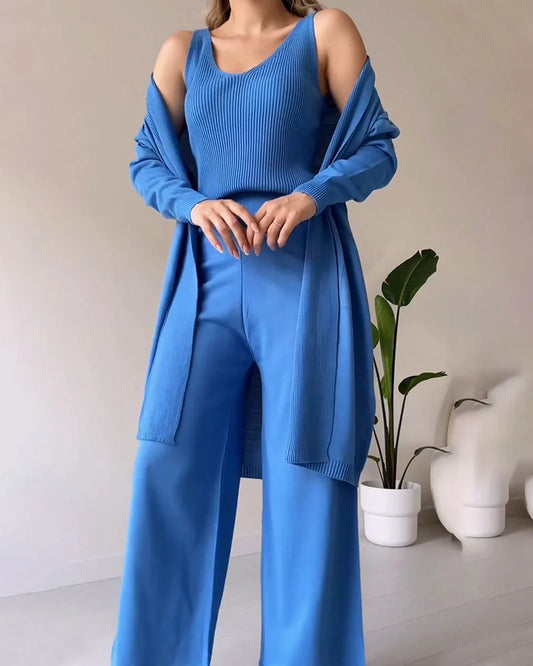 Erica - Elegancki 3-częściowy zestaw spodni z dzianiny dla kobiet