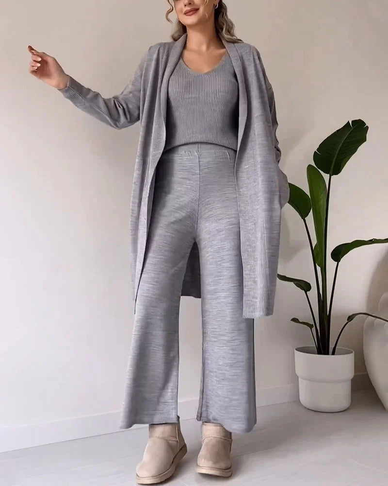 Erica - Elegancki 3-częściowy zestaw spodni z dzianiny dla kobiet