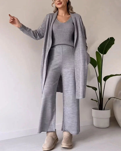 Erica - Elegancki 3-częściowy zestaw spodni z dzianiny dla kobiet