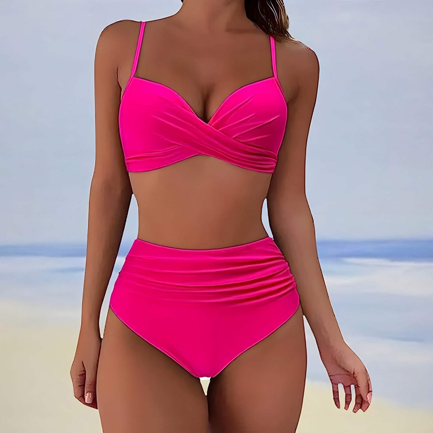 Bikini damskie - Crossover Top - Zabawny efekt - Dopasowany krój - Idealny na letnie dni
