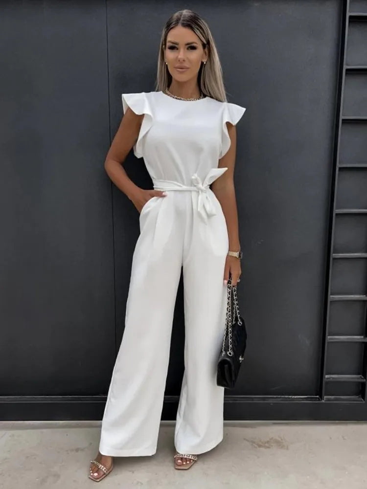 Elegancki kombinezon z falbanami - Cayce