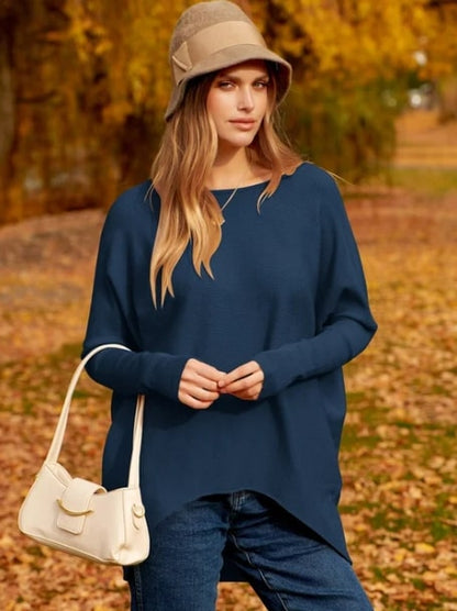 Sweter damski z dzianiny z dużym rękawem typu dolman