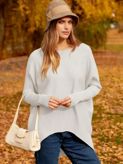 Sweter damski z dzianiny z dużym rękawem typu dolman