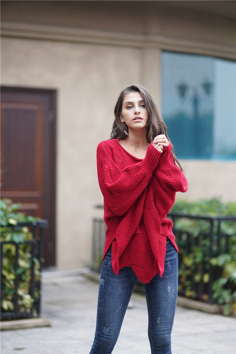 Wytworny sweter z dzianiny dla kobiet
