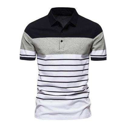 Cezar Polo | Casualowa koszulka polo w paski dla mężczyzn