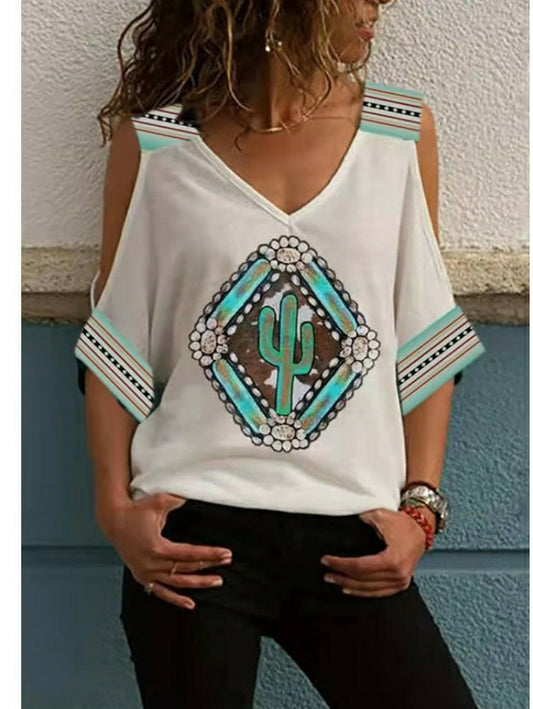 Oversized koszulka z luźnymi ramionami i rękawami o średniej długości w stylu vintage