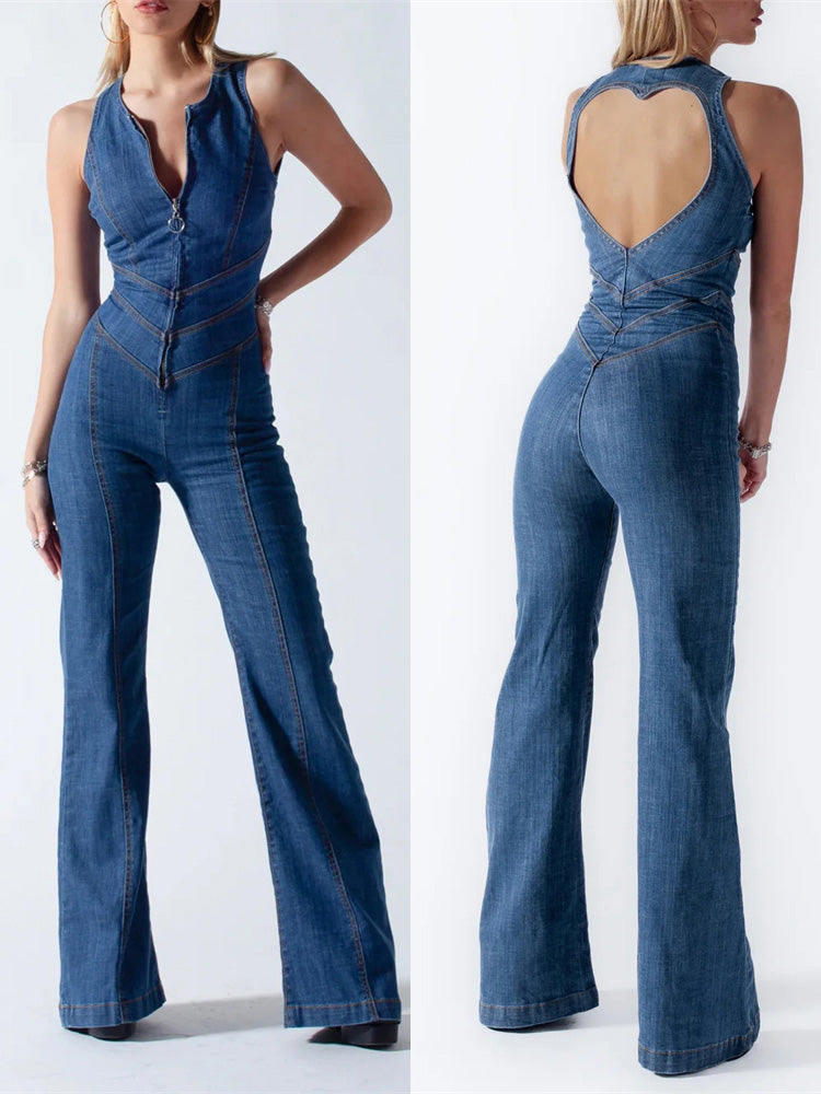Kaylor - Modny i wygodny niebieski kombinezon damski w stylu retro