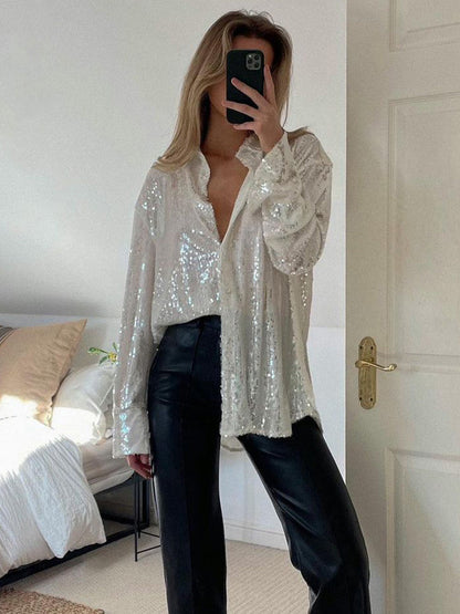 Trista Shirt | Oversize Sparkling Shirt