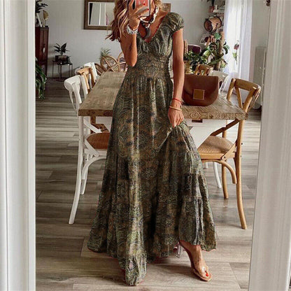 Adeline - Obejmująca talię długa sukienka w stylu boho